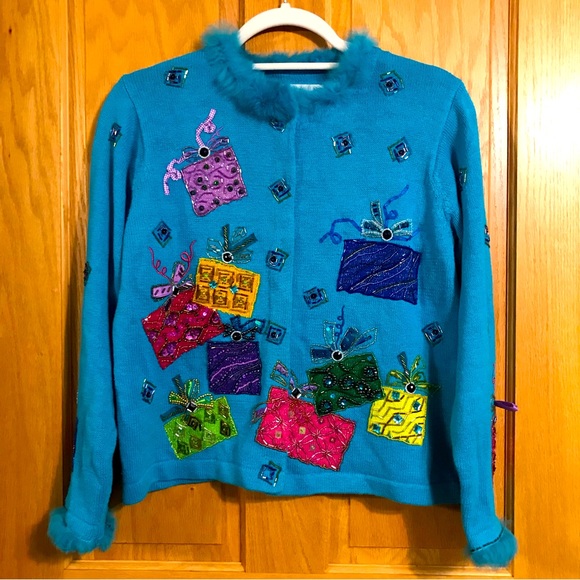 Vintage Design Options by Philip&Jane Gordon Christmas/holiday sweater cardigan - Picture 1 of 8